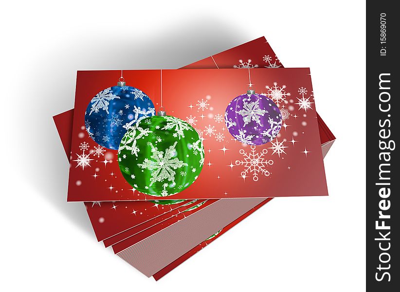 3D christmas greeting card on a white background