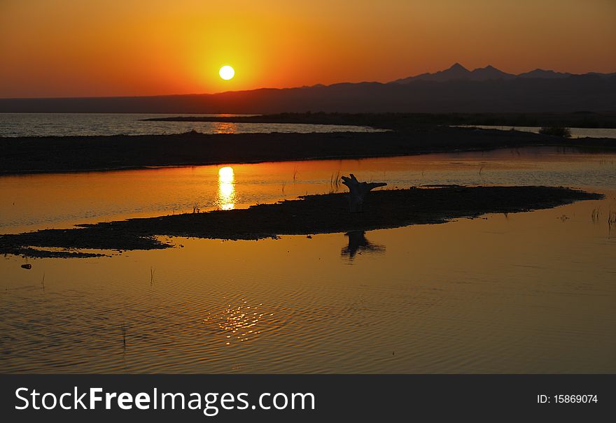 Beautiful landscape with a sunset