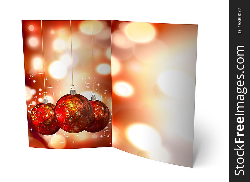 3D christmas greeting card on a white background