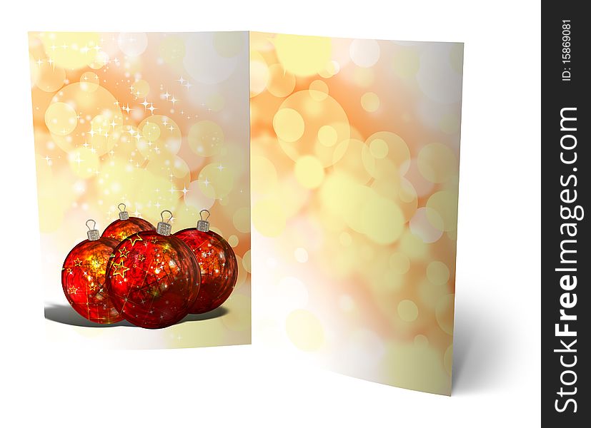 3D christmas greeting card on a white background