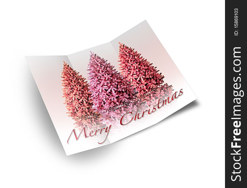 3D christmas greeting card on a white background