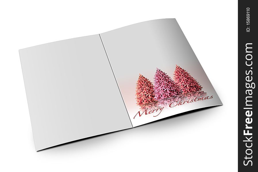 3D christmas greeting card on a white background