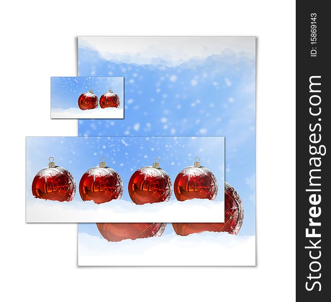 3D christmas greeting card on a white background