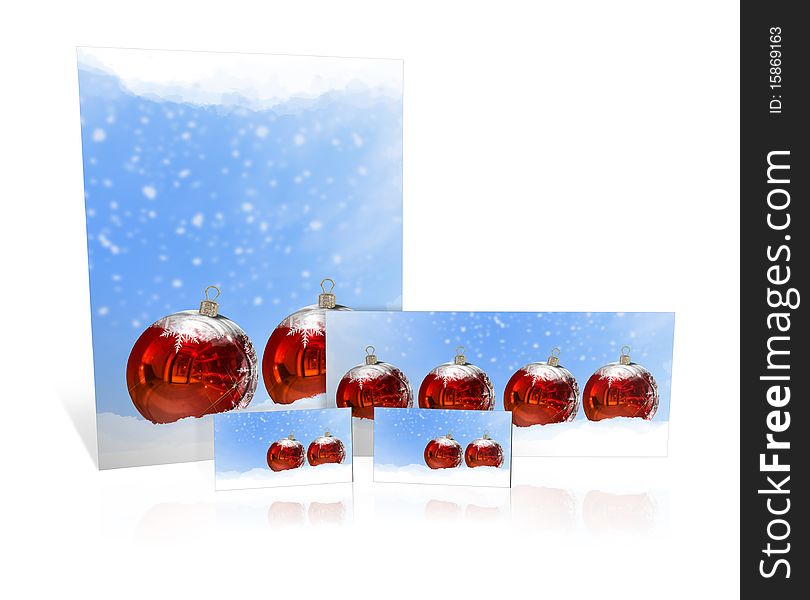 3D christmas greeting card on a white background