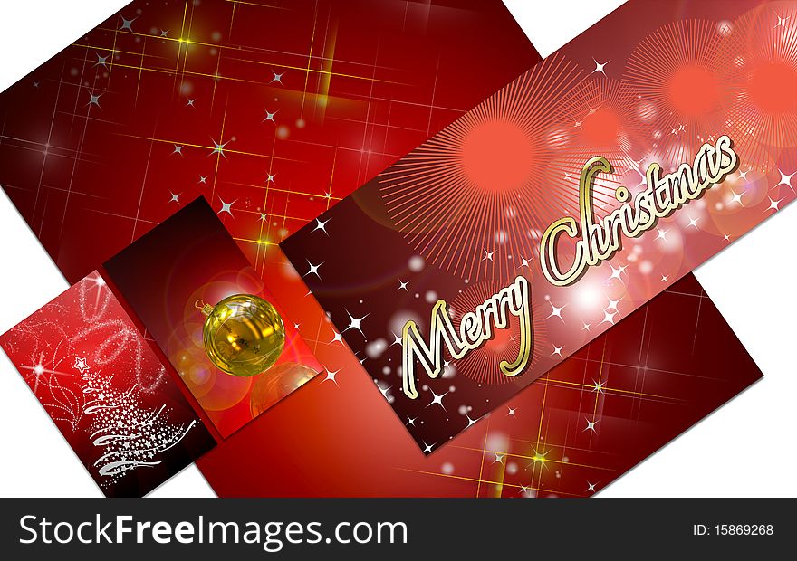 3D christmas greeting card on a white background