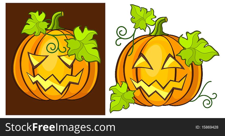 Malicious & kind grimace pumpkin, Halloween illustration. Malicious & kind grimace pumpkin, Halloween illustration