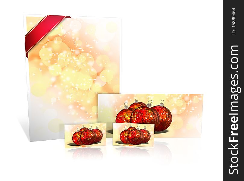 3D christmas greeting card on a white background