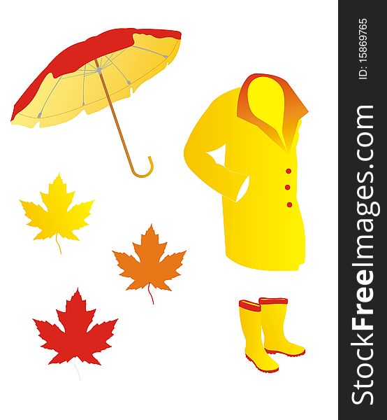 Set of isolated vector autumn accessories icons. Set of isolated vector autumn accessories icons