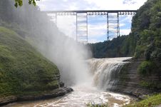 The Waterfall And Bridge Stock Image