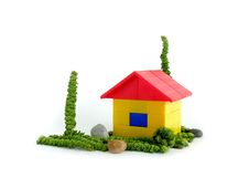 The House On A Green Grass Royalty Free Stock Image