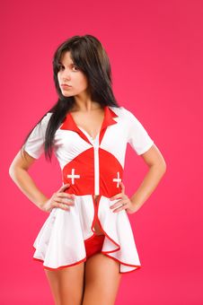 Sensual Brunette Nurse Posing On Royalty Free Stock Photography Sensual Brunette Nurse Posing On Royalty Free Stock Photography
