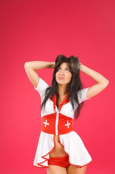 Sensual Brunette Nurse Posing On Royalty Free Stock Photos Sensual Brunette Nurse Posing On Royalty Free Stock Photos
