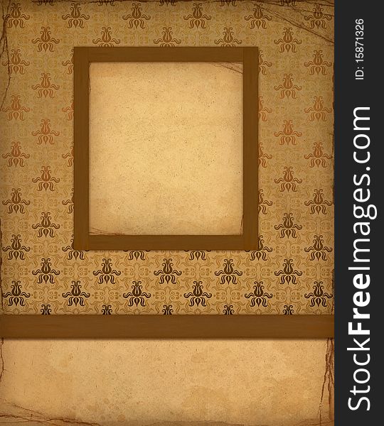 Brown wallpaper pattern with frame. Vintage texture. Brown wallpaper pattern with frame. Vintage texture