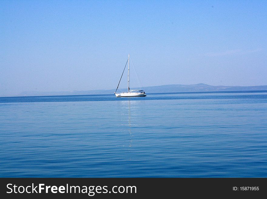 Sailboat in the Mediterranean Sea