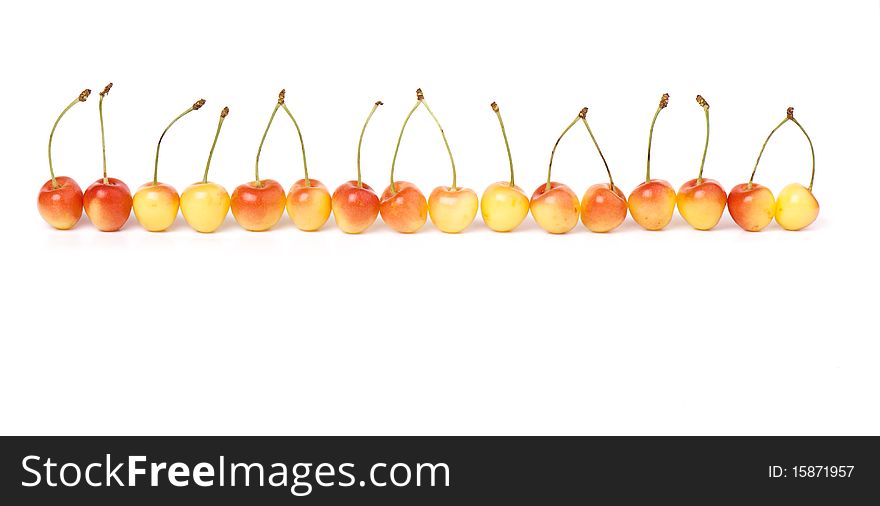 Berries ripe cherry on a white isolated background. Studio. Berries ripe cherry on a white isolated background. Studio