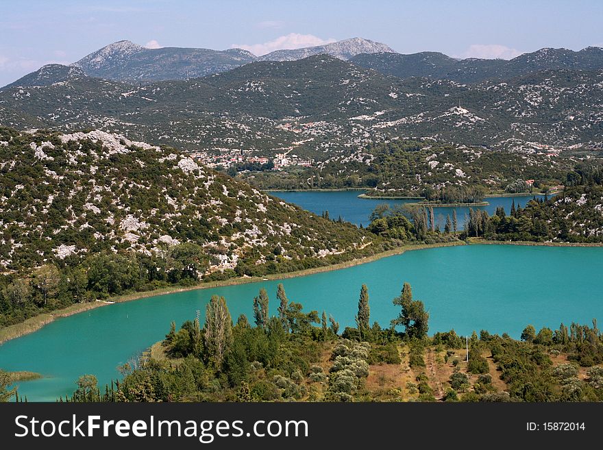 Turquoise Lake in the mountains of Croatia,. Turquoise Lake in the mountains of Croatia,