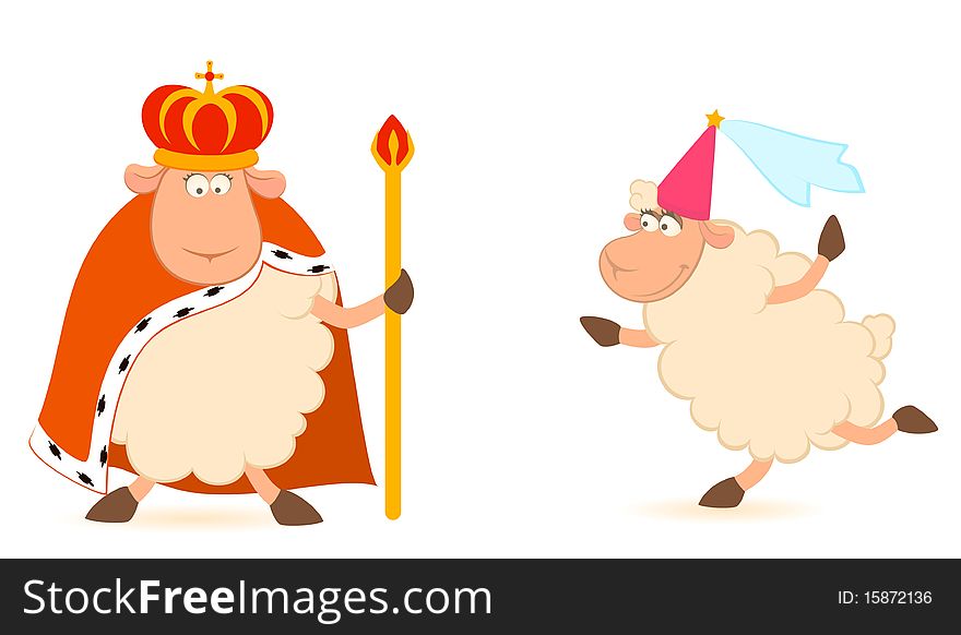 King Of Sheep In A Crown With A Princess