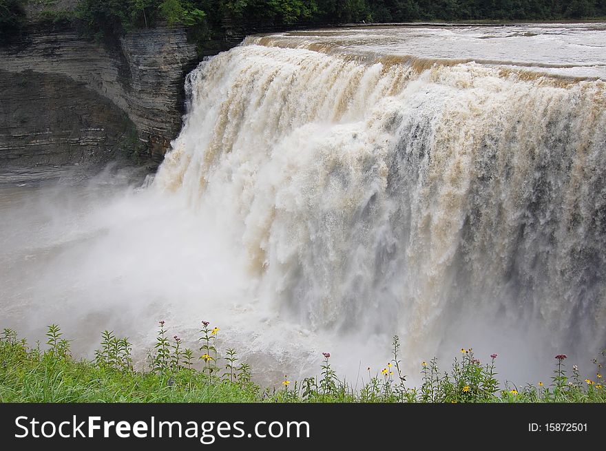 The waterfall in Letchworth, NY, US