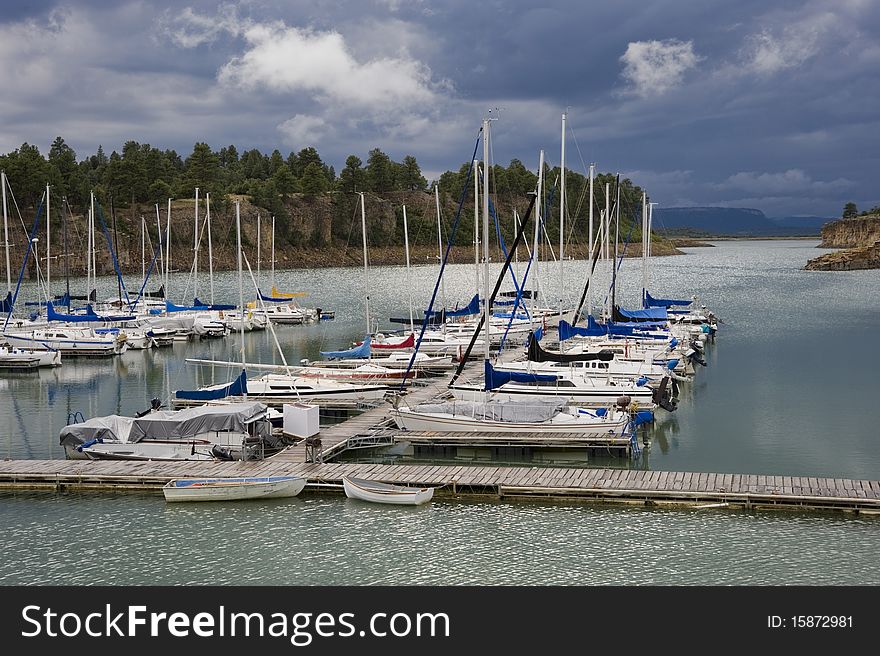 Sailboats at Marina in evening light