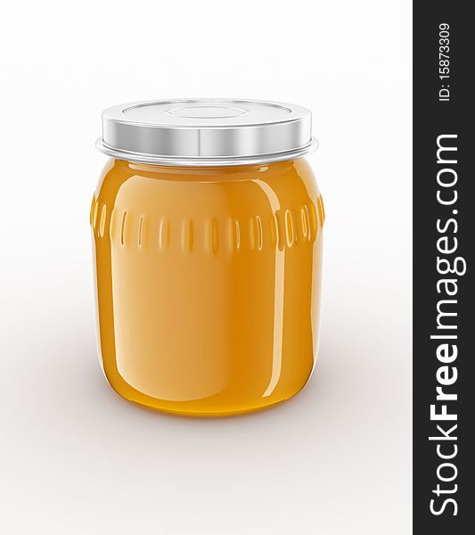 Glass jar isolated on white background. 3d render. Glass jar isolated on white background. 3d render.