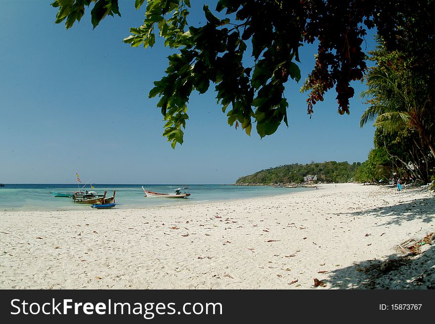 Longtail boats near beach at koh Le pe , Andaman sea , Thailand. Longtail boats near beach at koh Le pe , Andaman sea , Thailand