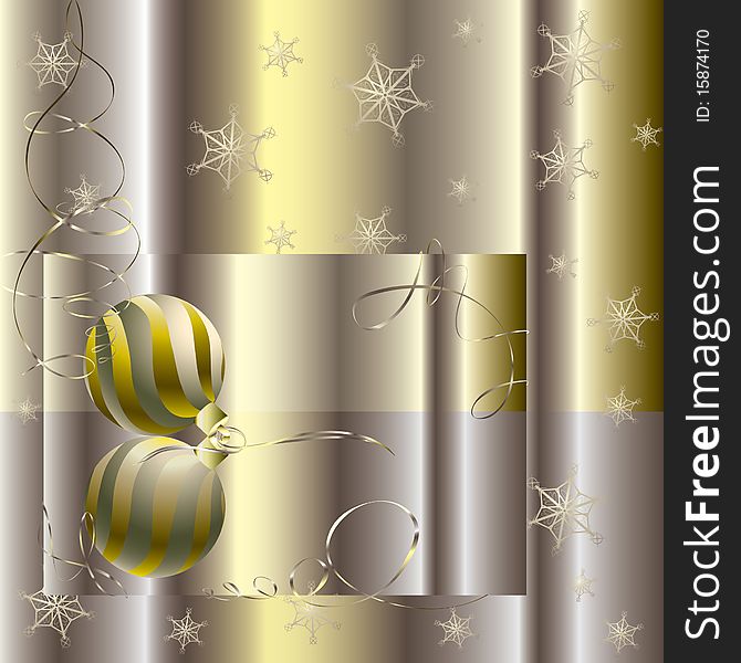 Background with golden Christmas ball and its reflection