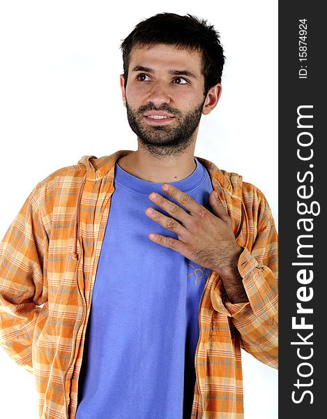 Young man posing in sports wear isolated on white background. Young man posing in sports wear isolated on white background