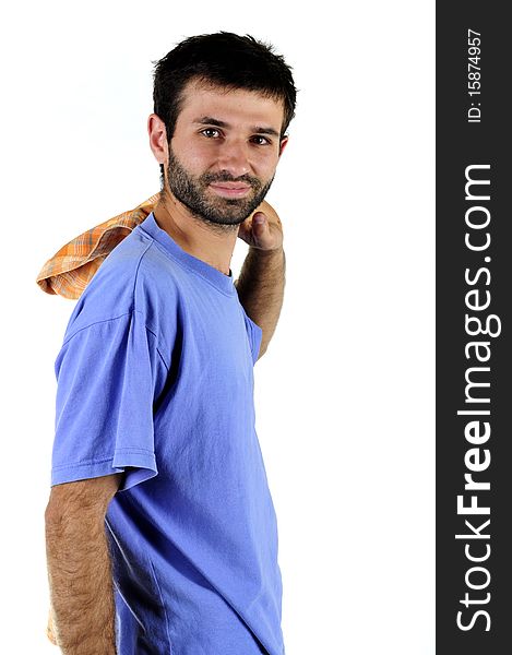 Young man posing in sports wear isolated on white background. Young man posing in sports wear isolated on white background