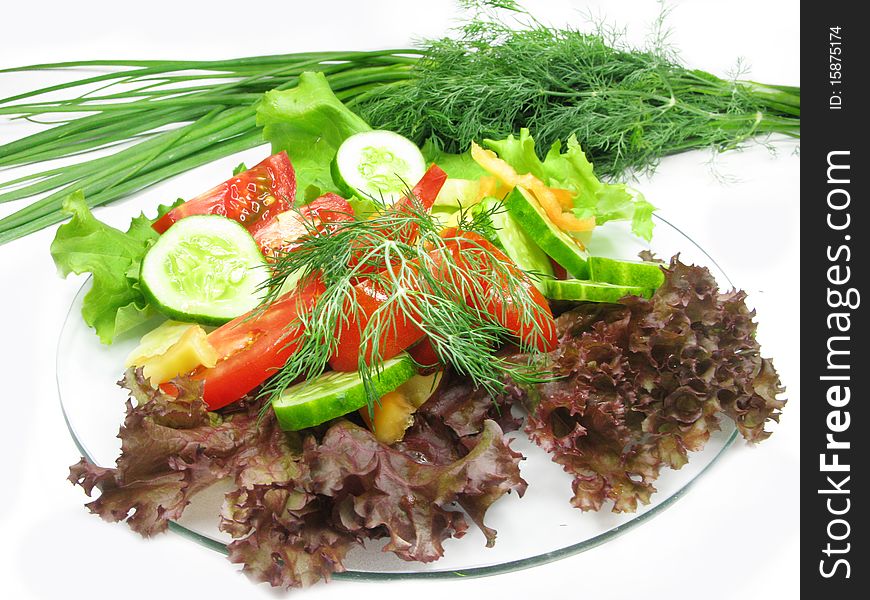 Vegetable salad with tomato and cucumber