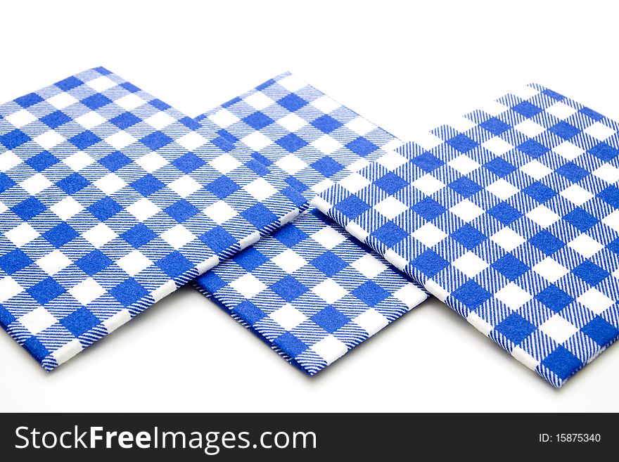 Blue whiteness table cloths onto white background