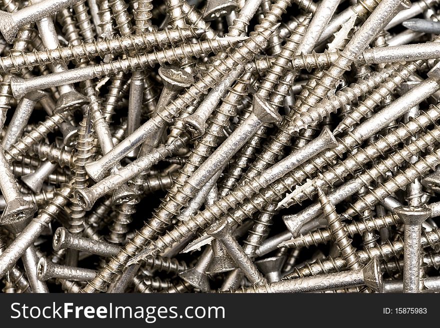 Background with steel screw. Metallic abstract