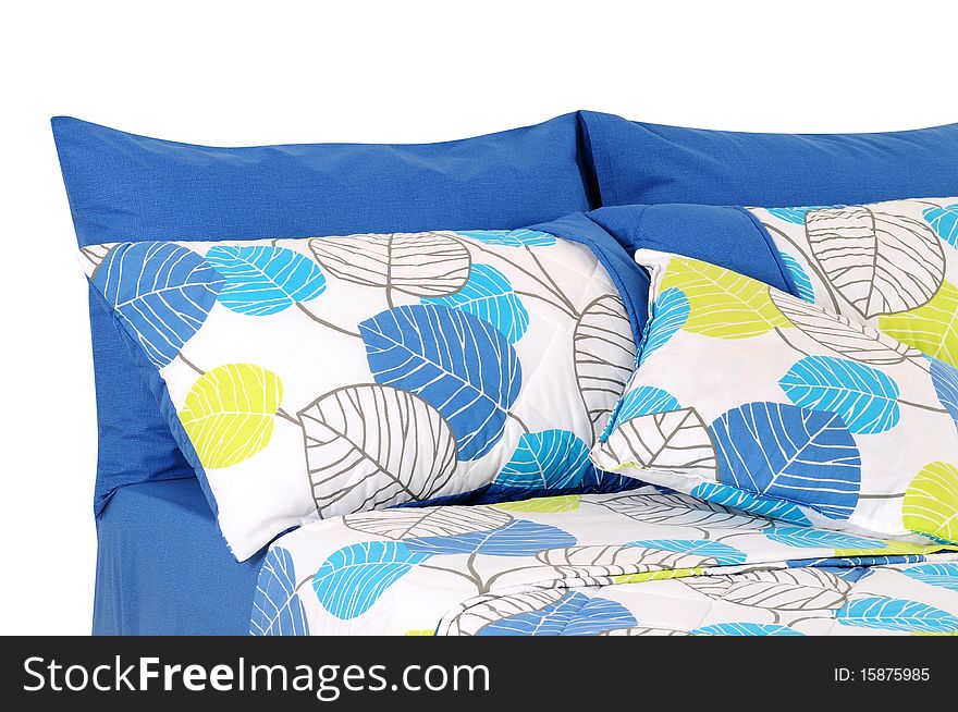 Blue bed spreads isolated over white. Blue bed spreads isolated over white.