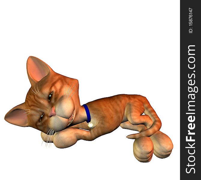 3d rendering a cat in sleeping pose as illustration