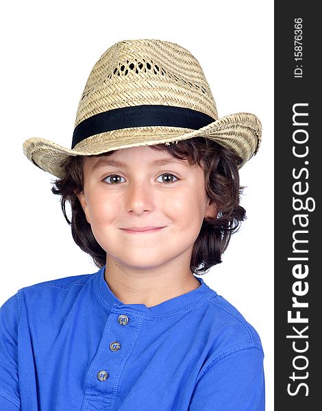 Funny child with straw hat