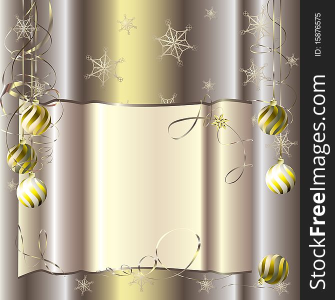 Silver background with golden christmas balls