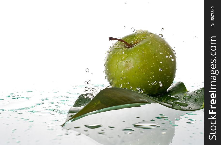 Apple Surfing On Large Leaf