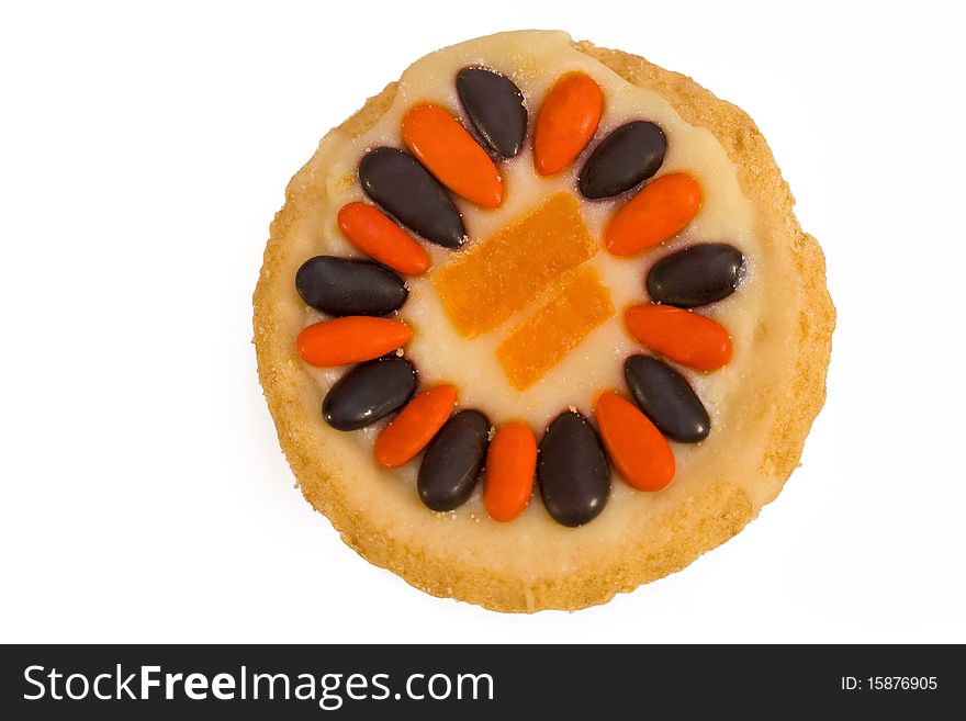 Round cookie on a white background. Round cookie on a white background