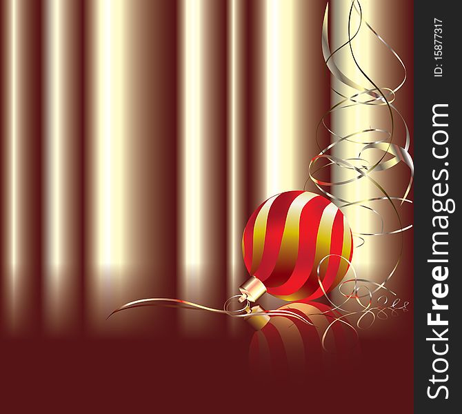 Christmas background with red ball. Christmas background with red ball