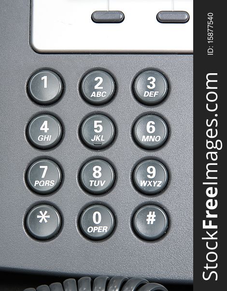 Numeric keypad of a telephone.