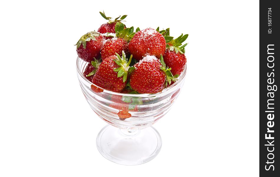 Strawberry in a glass isolated over white