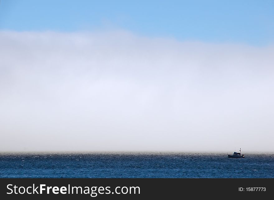 Fog Bank And Commercial Fishing Boat