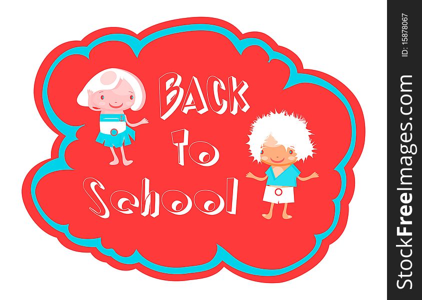 Back to school illustration with happy kids joy