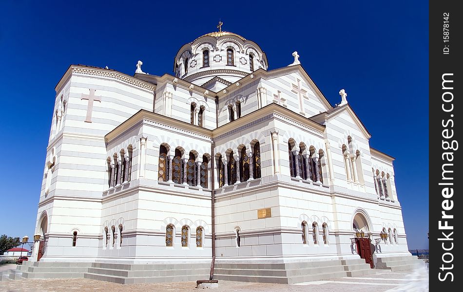 Orthodox temple against blue sky