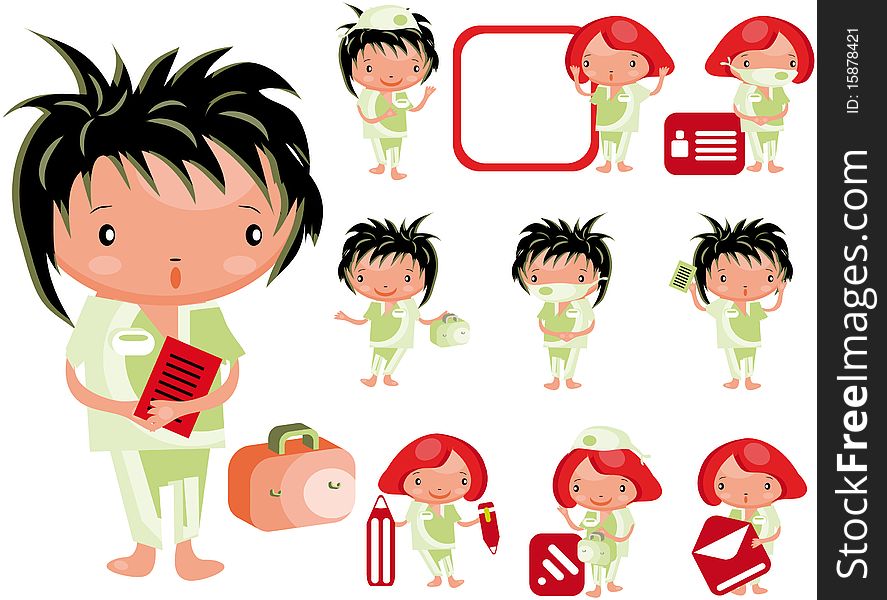 Medical website icons staff  kids