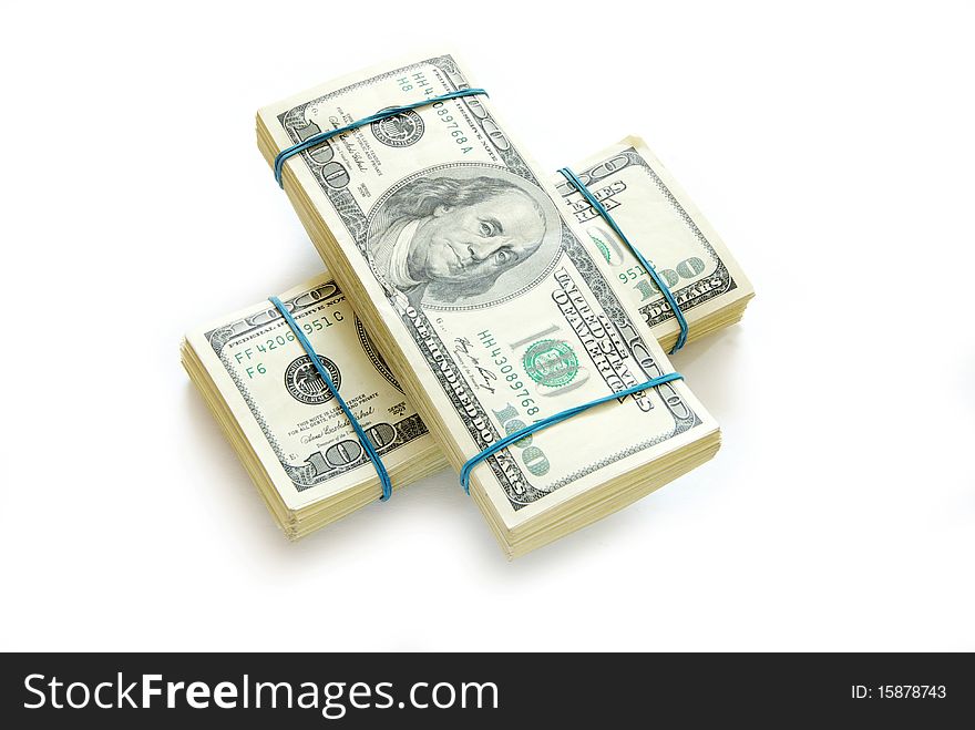 Stack of money  isolated on white background