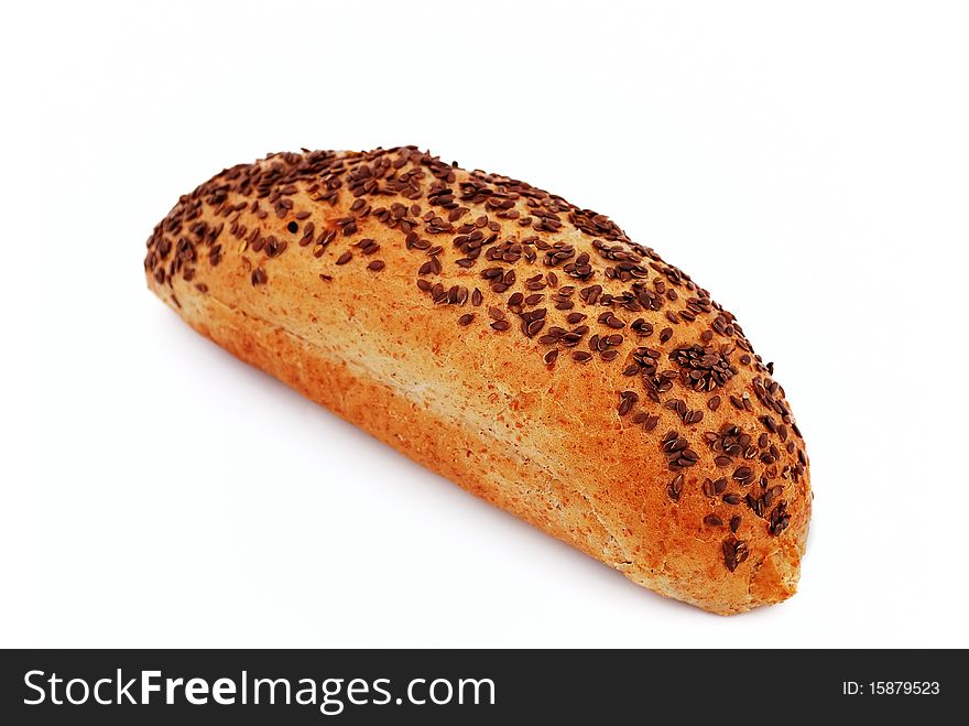 Bread with sesame seeds on a white background