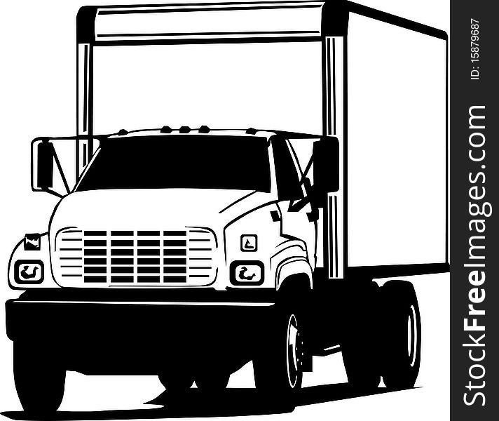 A black and white illustration of a truck. A black and white illustration of a truck