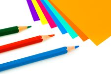 Multicolored Paper And Pencils Royalty Free Stock Photos