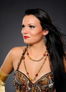 Beautiful Dancer Woman With Stage Make-up Royalty Free Stock Photography Beautiful Dancer Woman With Stage Make-up Royalty Free Stock Photography