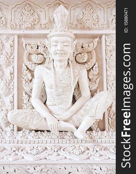 Ascetic statue create under around base pedestal of Buddha image symbol of knowledge